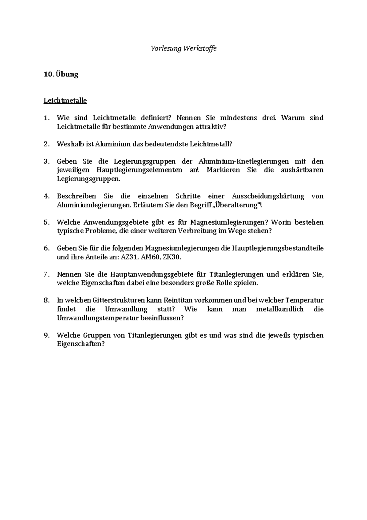 Ubung 10 Ss18 Werkstoffe I 2312 122 Studocu