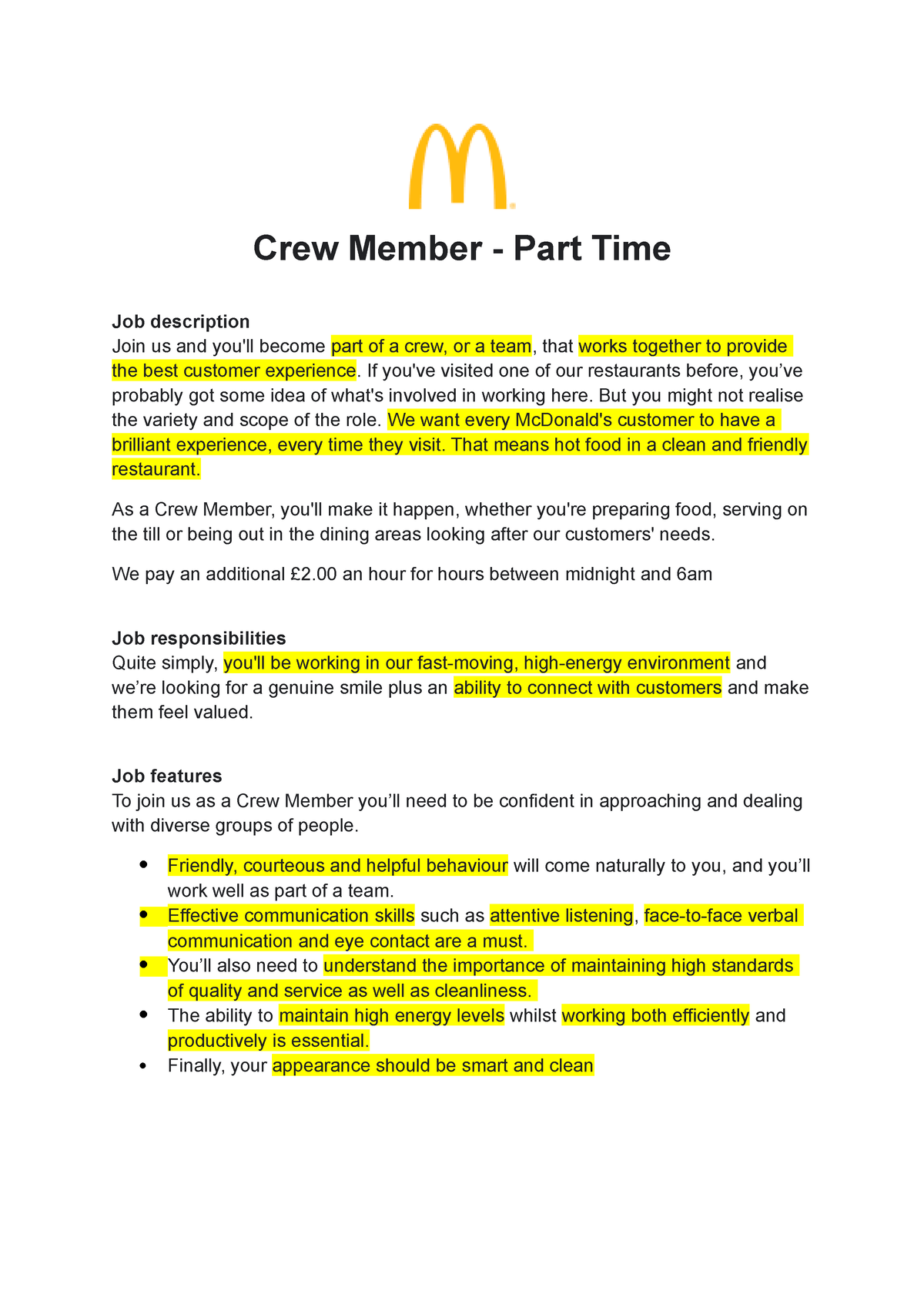 Mc Donalds Crew Member Job Advert Example Crew Member Part Time Job   Thumb 1200 1698 