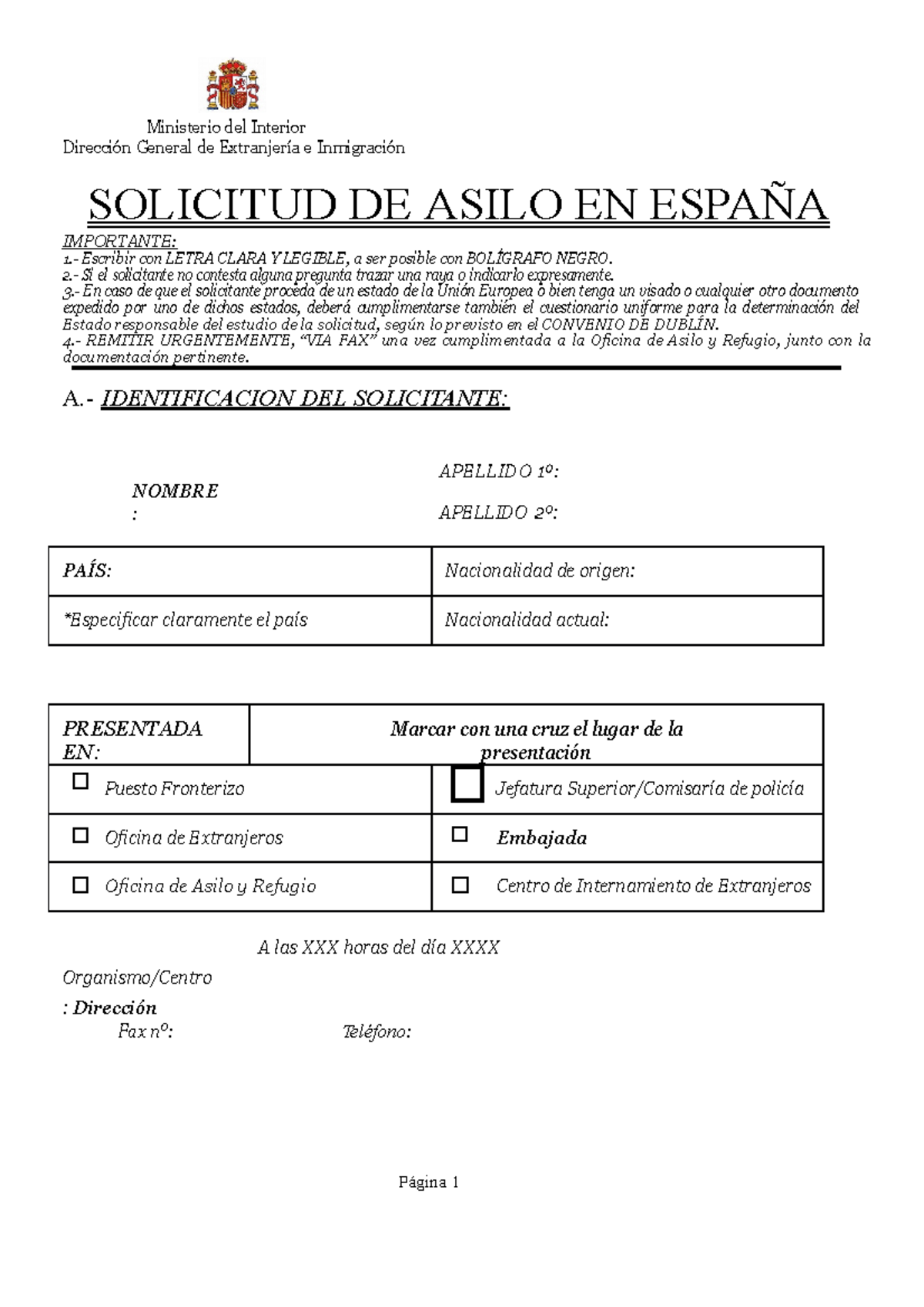 Modelo De Solicitud De Asilo Politico En Espana Solicitud De Asilo En EspaÑa Importante 1 3776