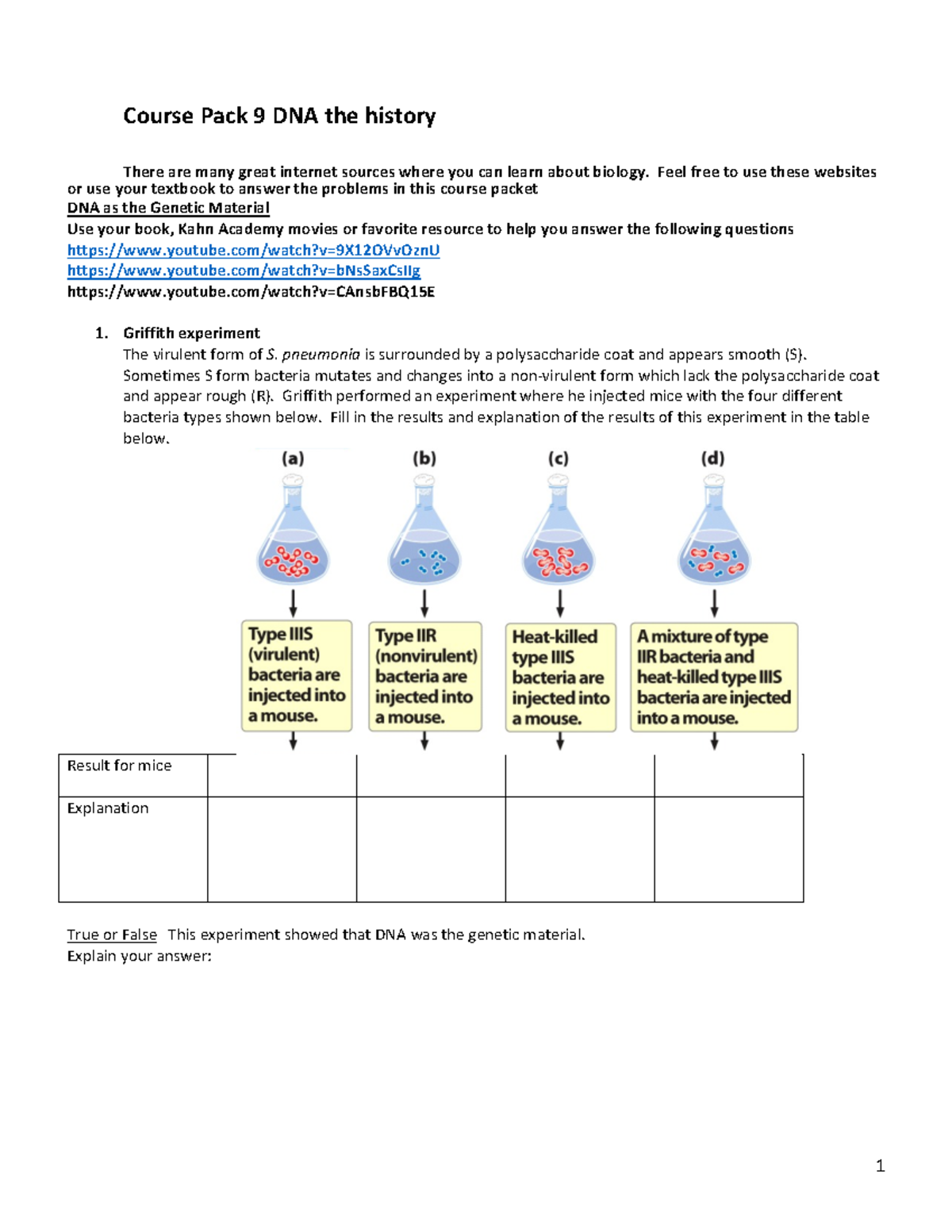 Wk 9 DNA - Course Packet 9 - Dr Gorski - Course Pack 9 DNA the history ...