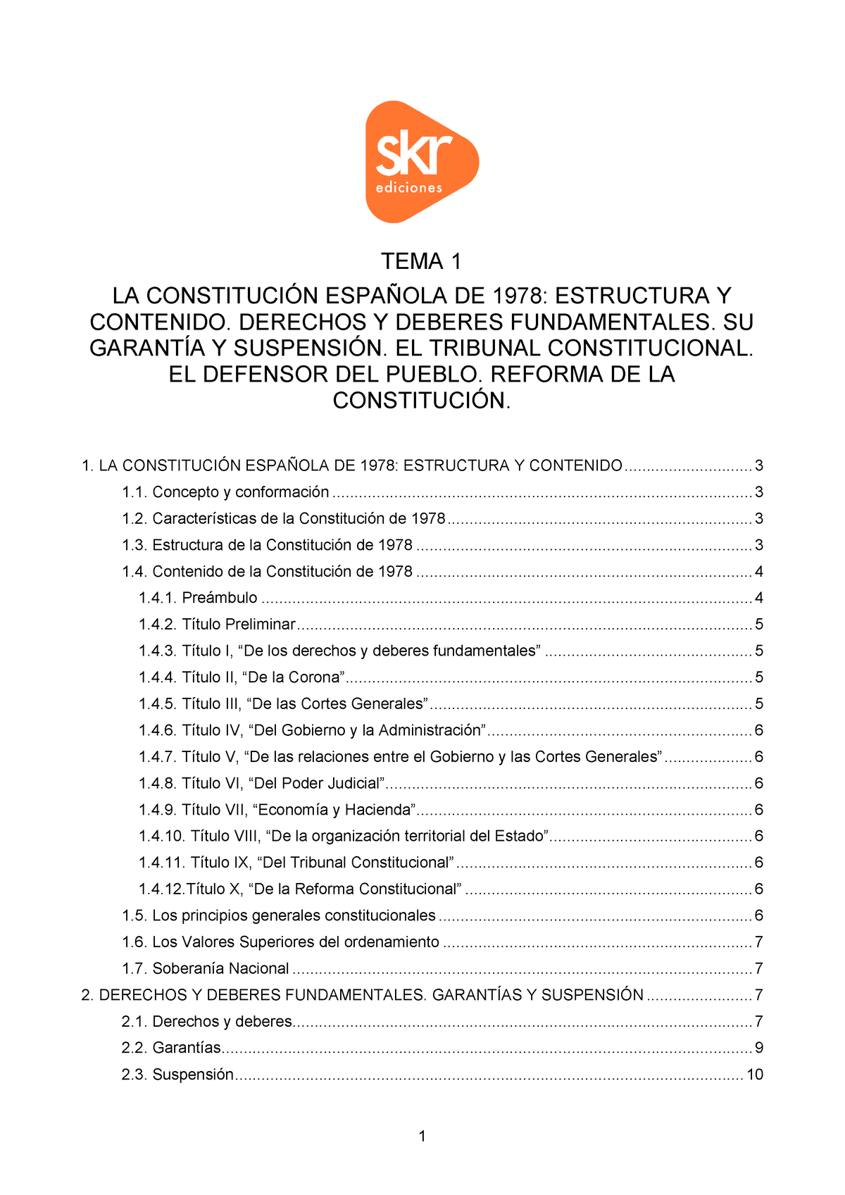Estructura de la Constitución Española 