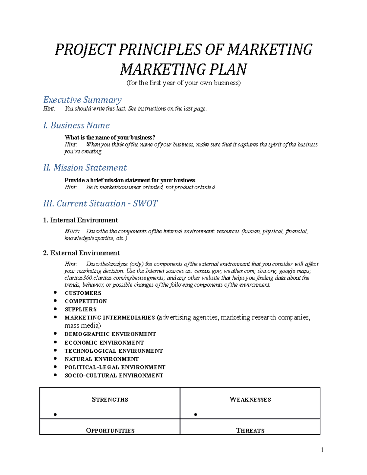 Marketing Plan - Project SP22 1 - PROJECT PRINCIPLES OF MARKETING ...