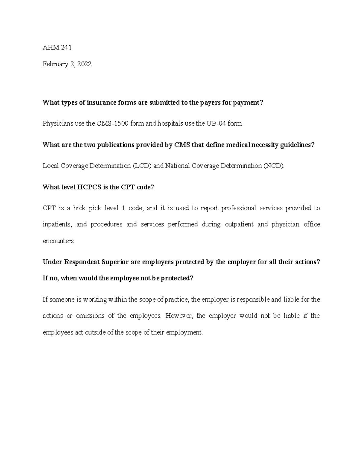 TYPES OF INSURANCE FORMS AHM 241 February 2, 2022 What types of
