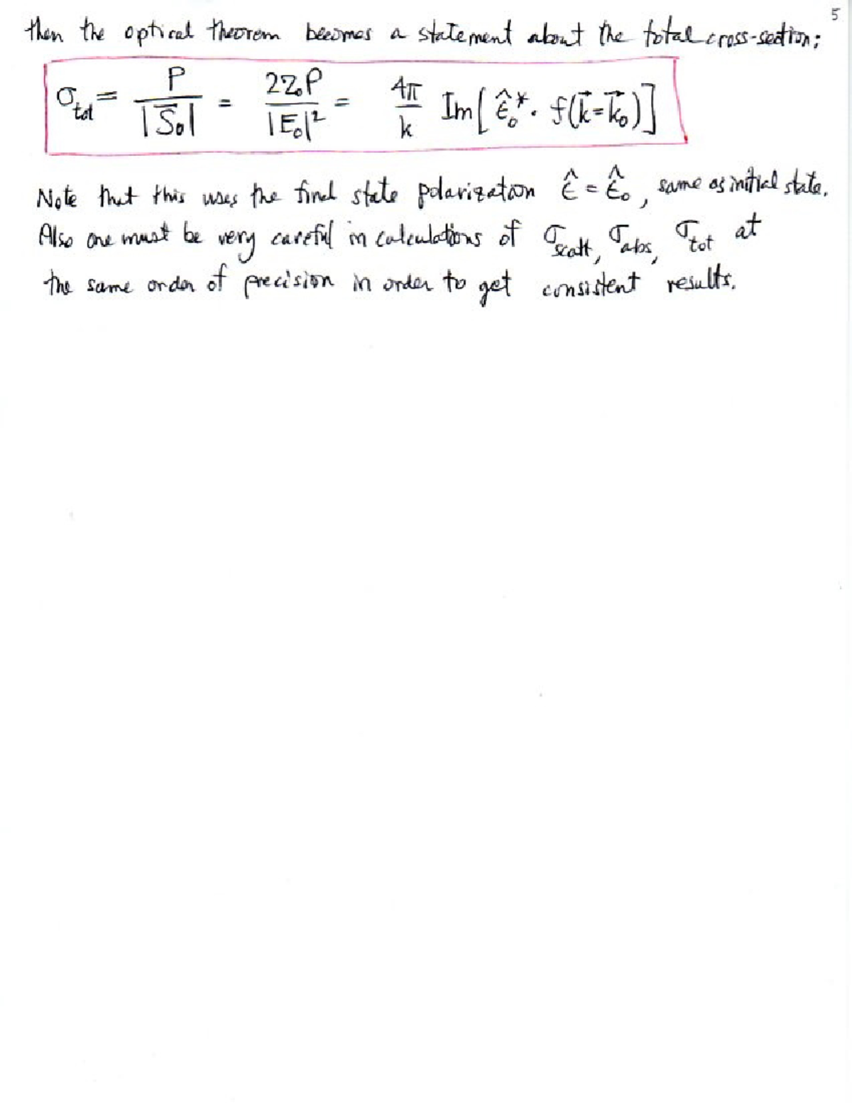 Lecture notes, lectures 1 4 Optical theorem explained 11 m 59th