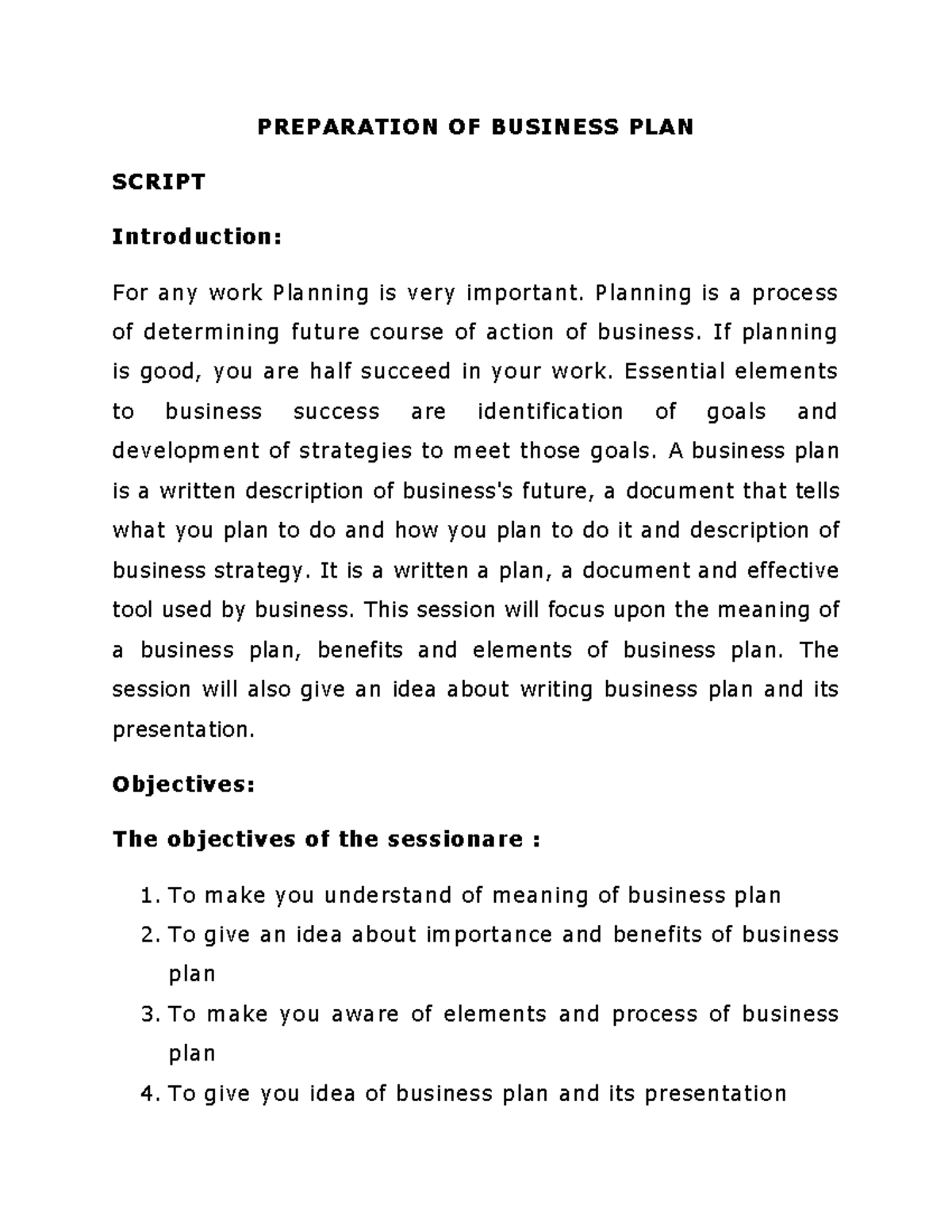 11 Script Preparation OF Business PLAN2003 20070703030606 - PREPARATION ...