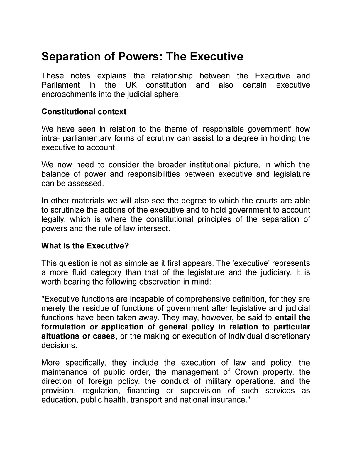 separation of powers public law essay