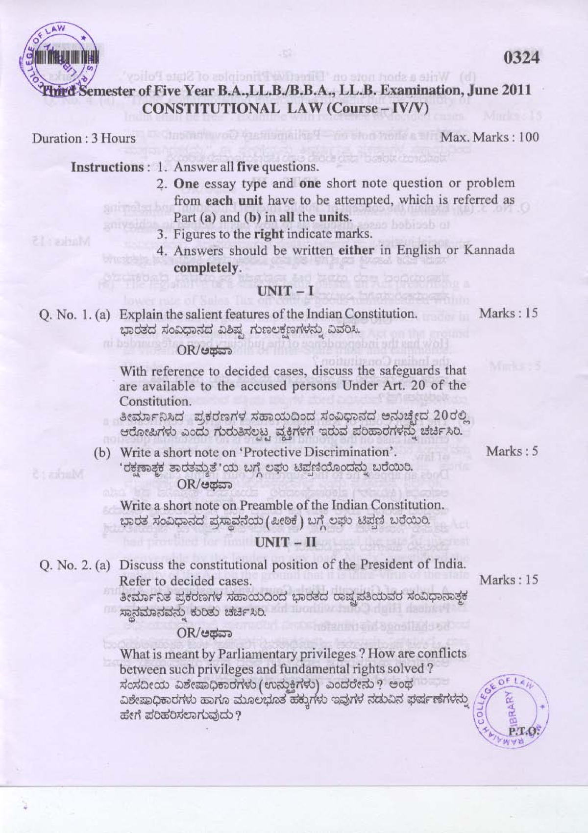 Constitutional Law - III Sem Jan-2011 To June-2011 - Studocu