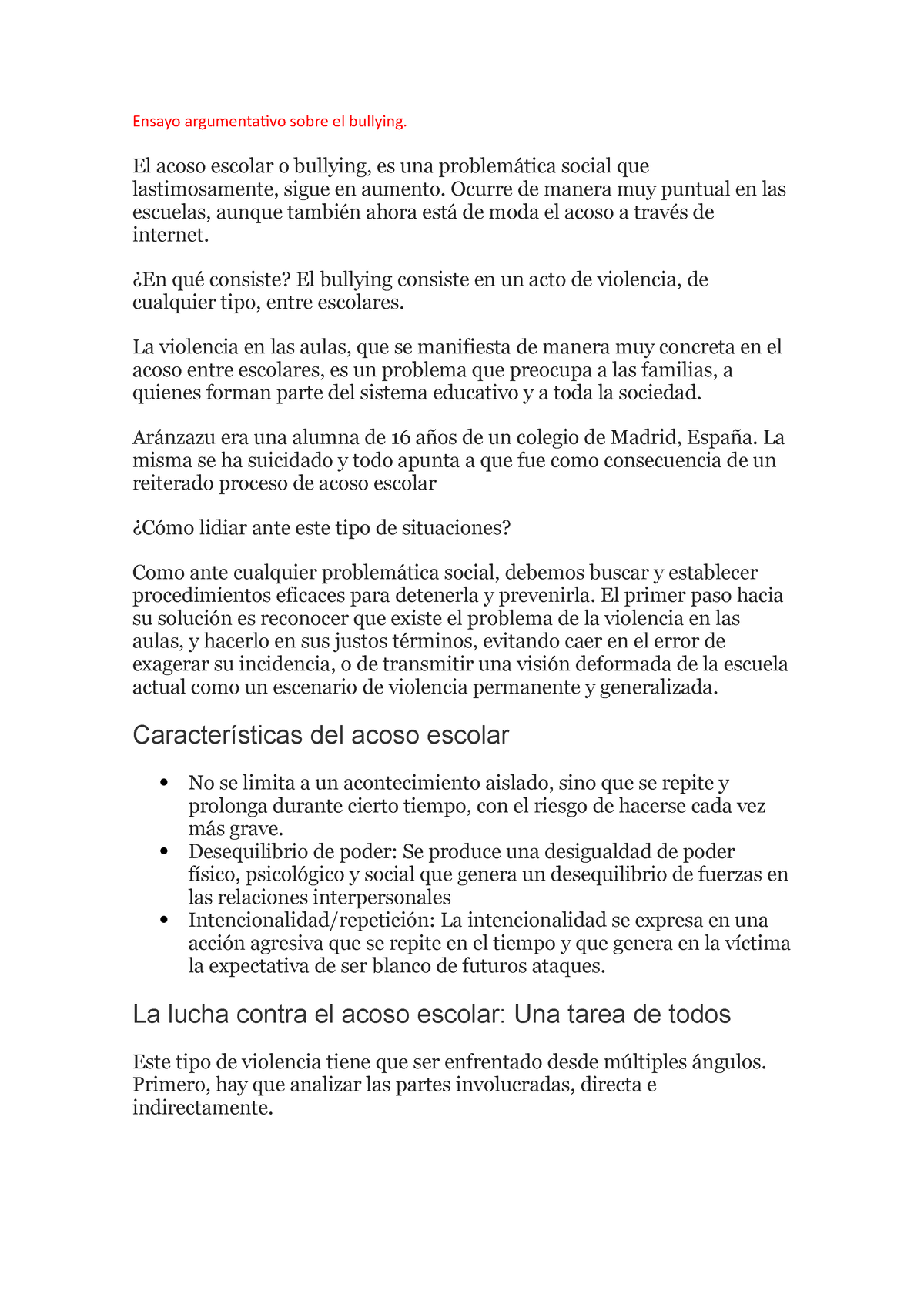 Ensayo Argumentativo Sobre El Bullying El Acoso Escolar O Bullying Es Una Problemática Social 5667