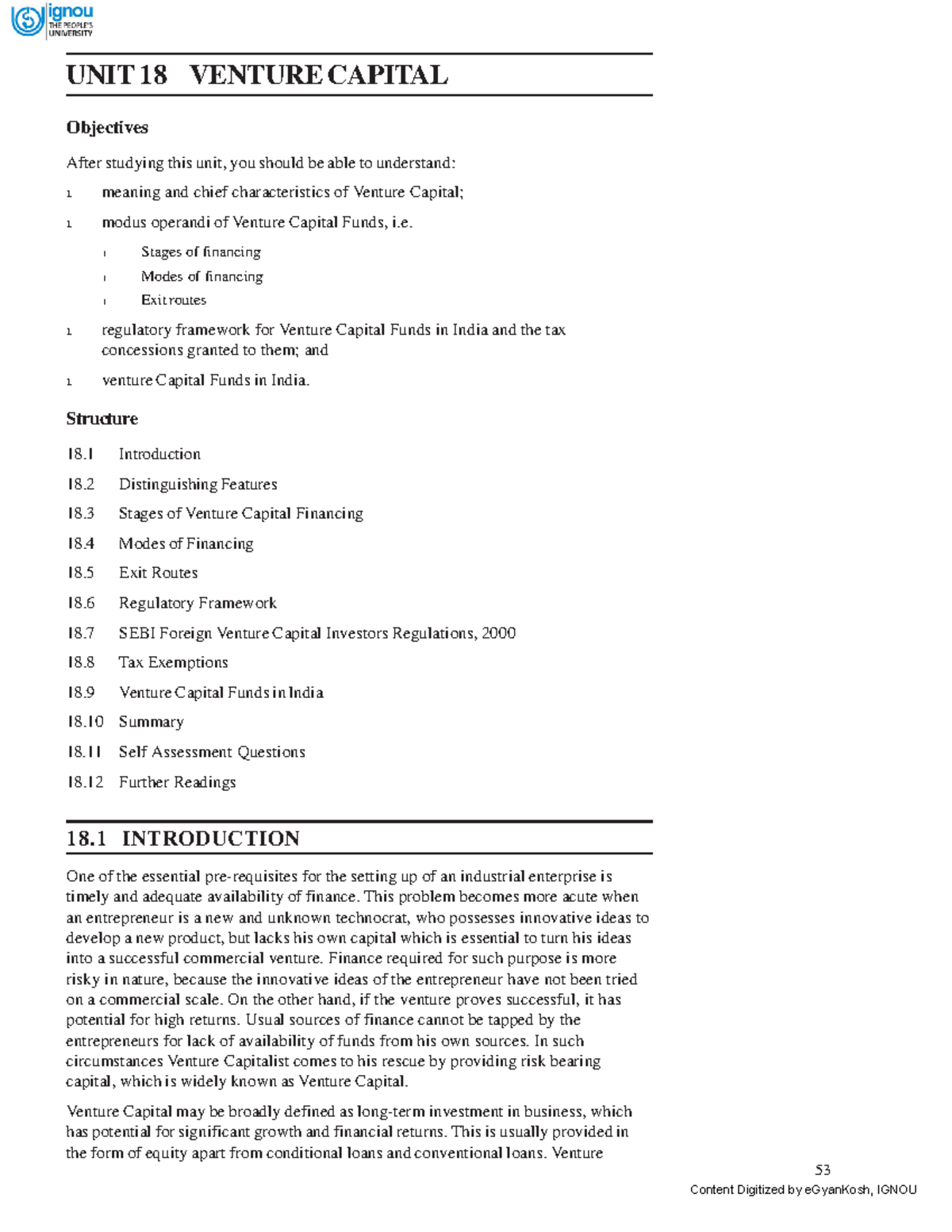 Venture Capital - l Stages of financing l Modes of financing l Exit ...