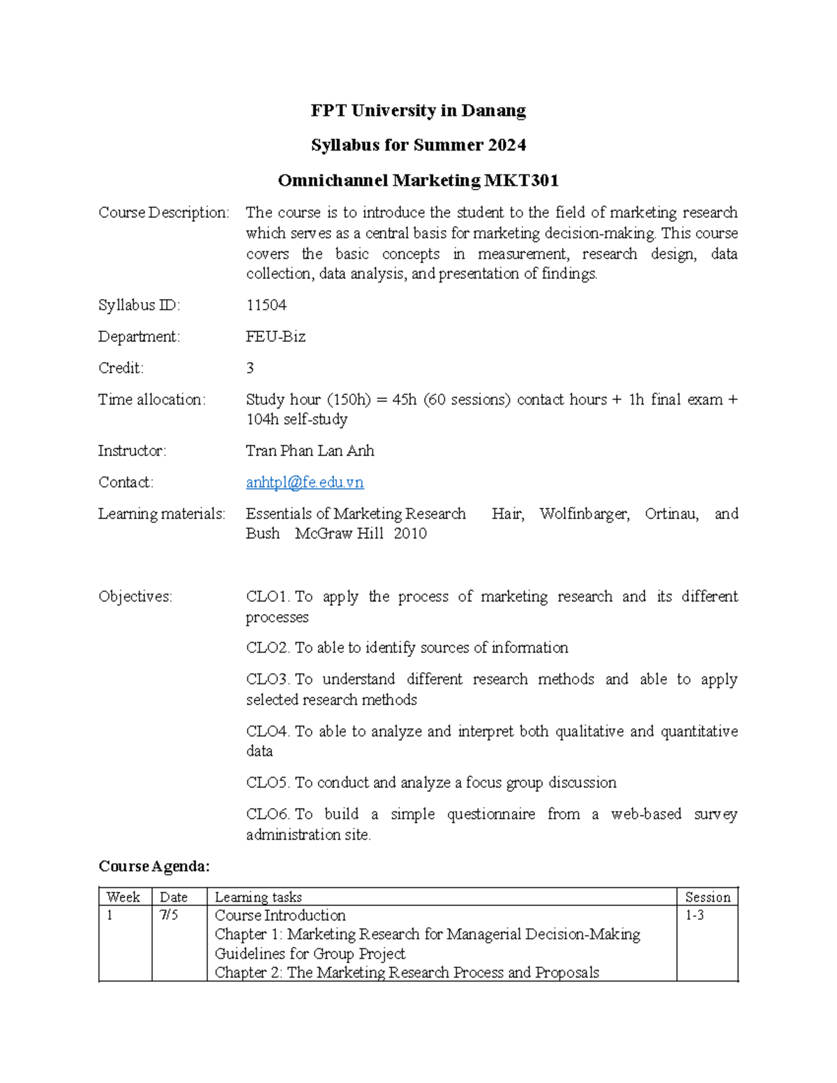 MKT301 (BA17A02) - Assignment - FPT University In Danang Syllabus For ...