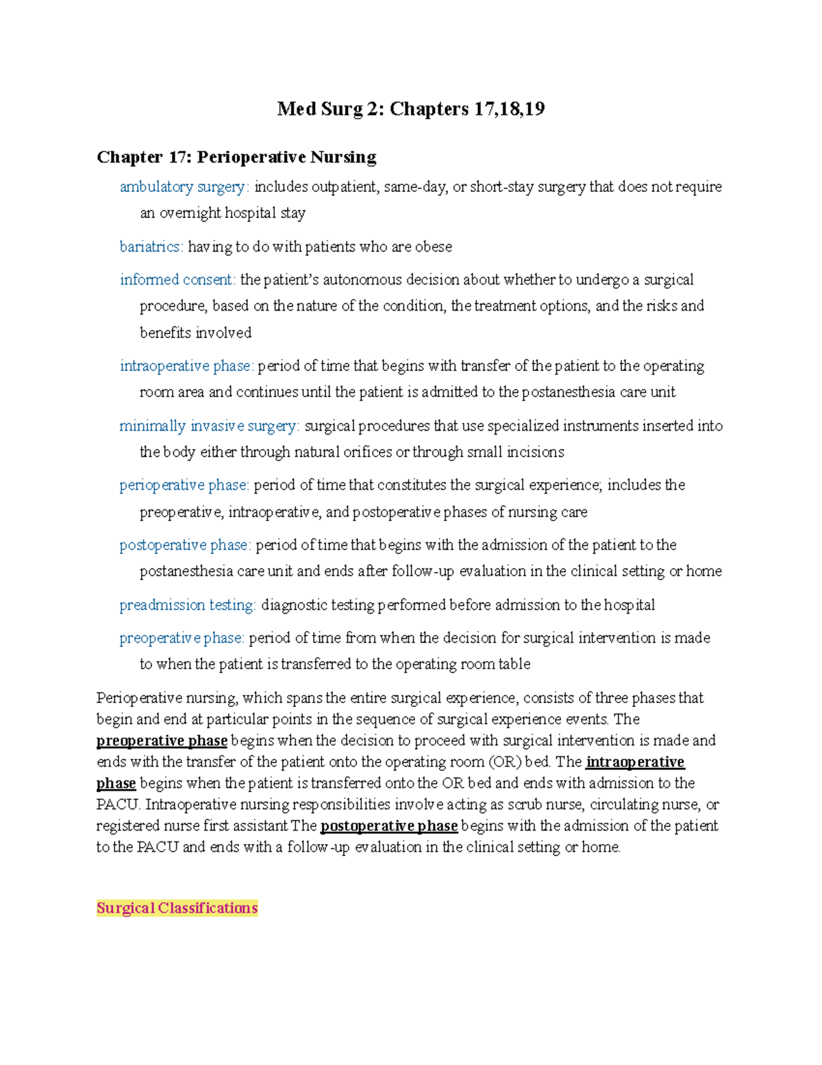 unit 2 med term assignment (chapter 17 19)