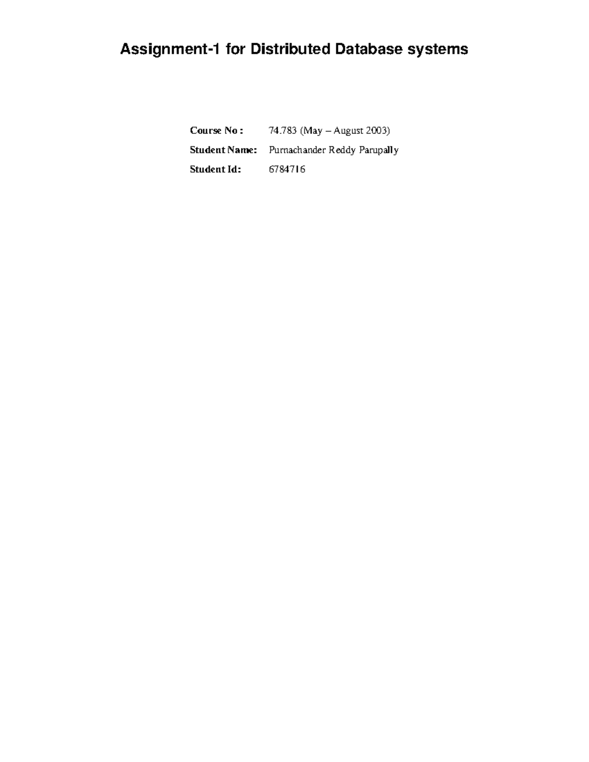 1.3 adbms anwser - study period - Assignment-1 for Distributed Database ...