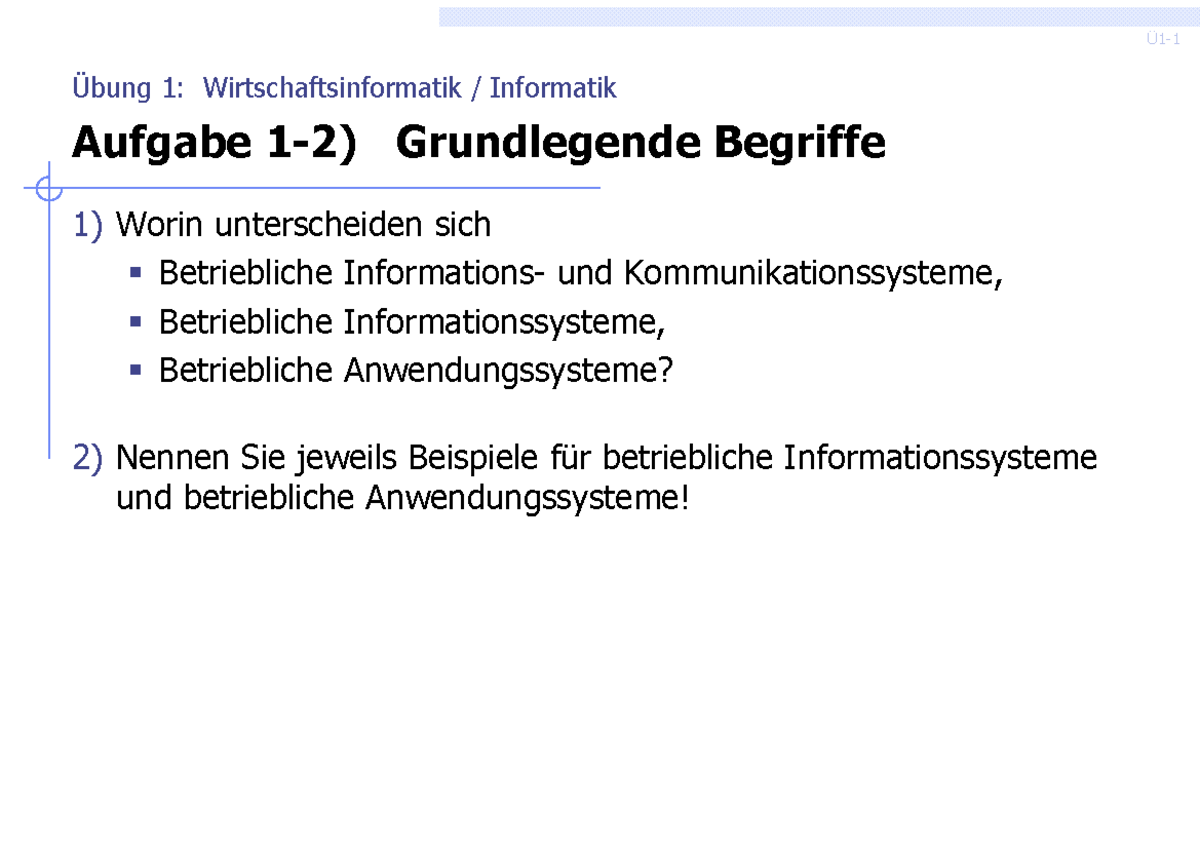 GRwinf WS1920 Übung01 - Übung 1: Wirtschaftsinformatik / Informatik ...