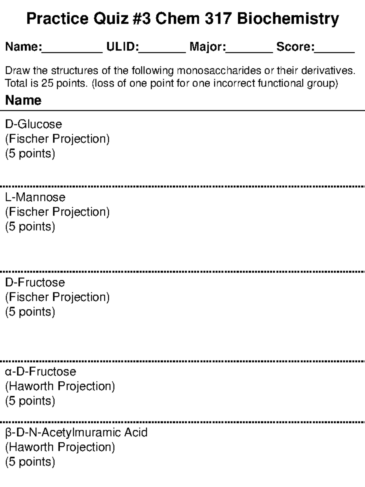 Practice Quiz #3 Chem 317 2024 - CHEM 317 - Practice Quiz #3 Chem 317 ...