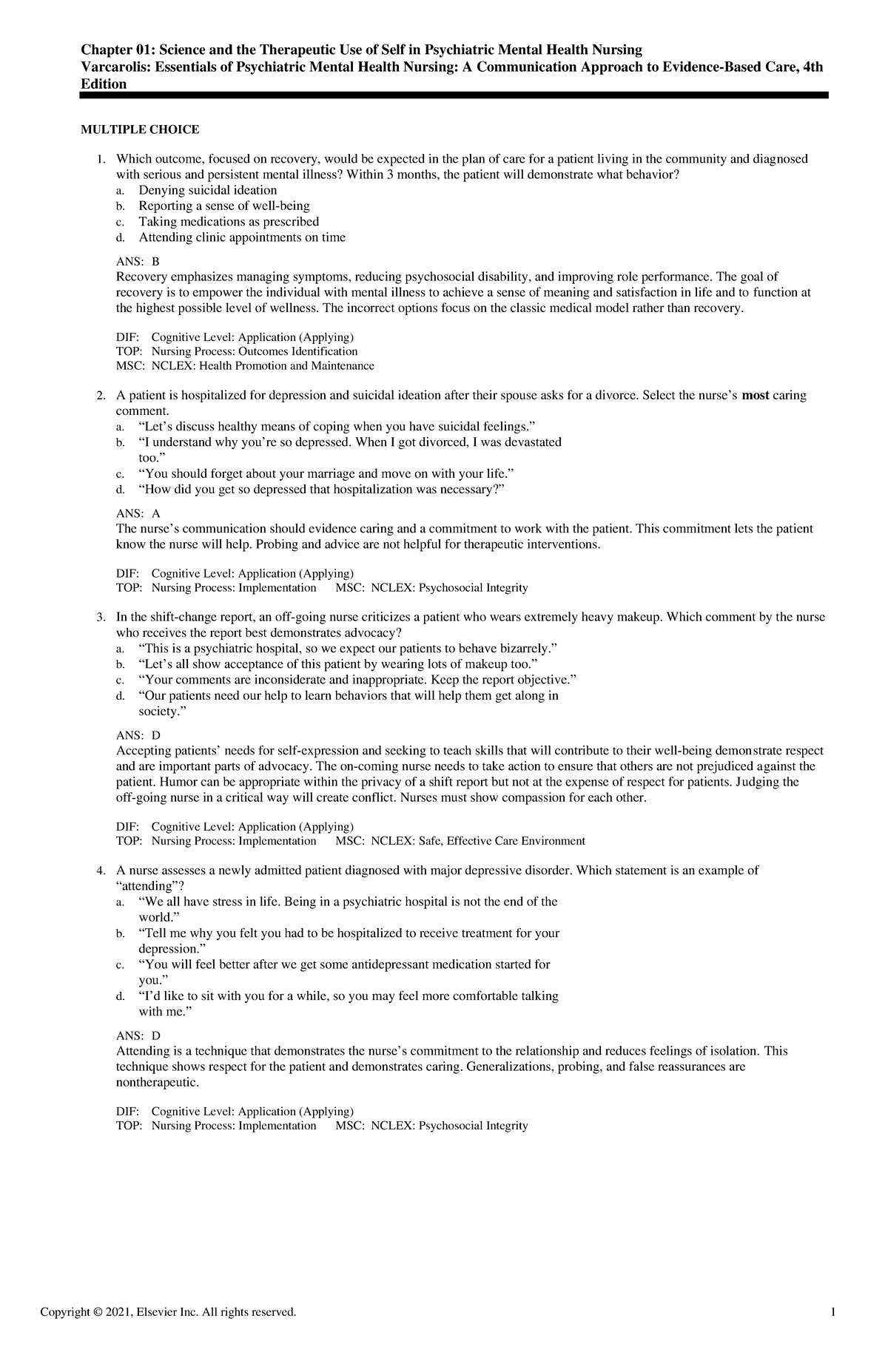 Exam View - Chapter 01 - Medical surgical nursing - Chapter 01: Science ...