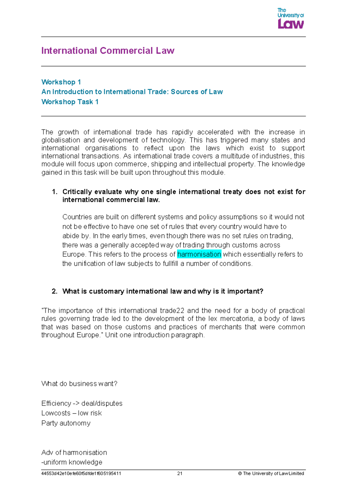 2223 icl ws01 ce01 workshop task 1 - International Commercial Law ...