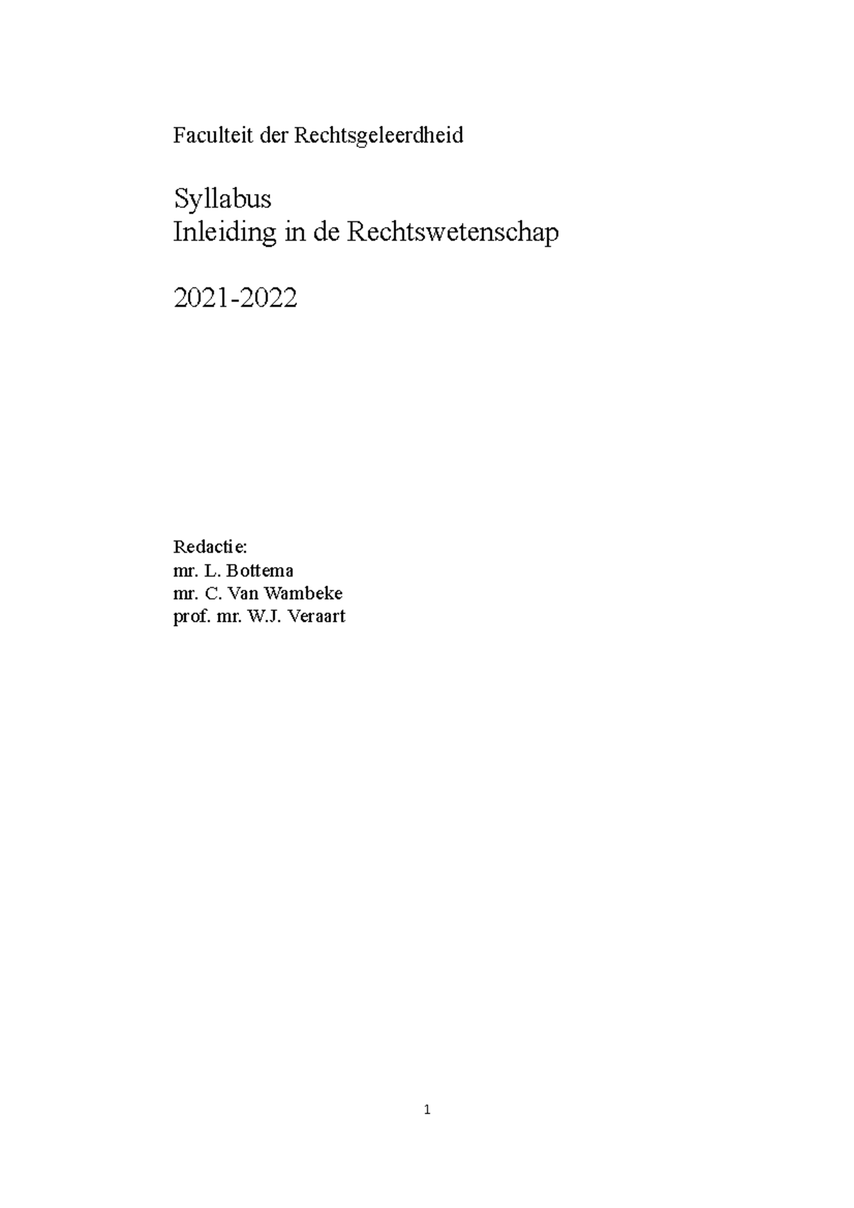 Syllabus Inleiding In De Rechtswetenschap 2021-2022 - Faculteit Der ...