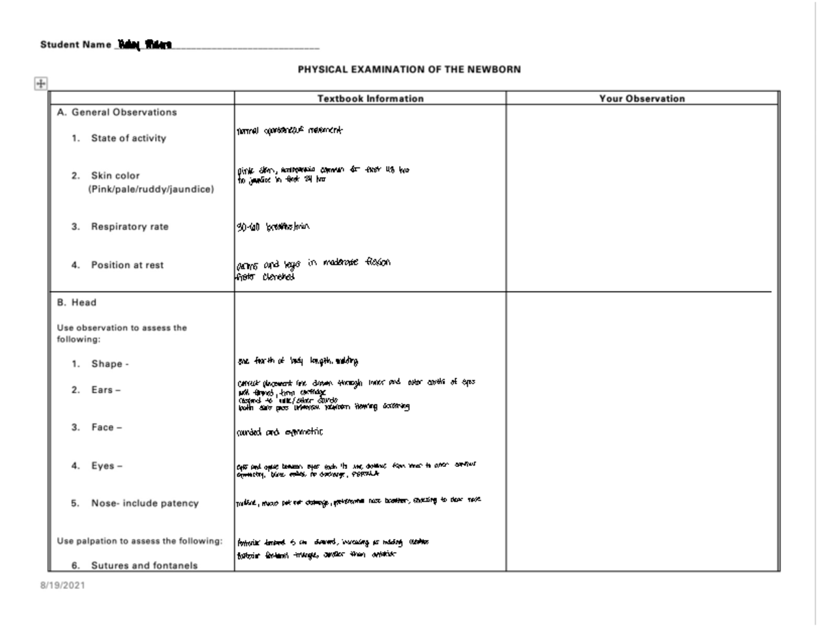 Physical Examination Of The Newborn - ¥ E- § ≥ §s ¥ 8 iÉ or• gEÉ to ...
