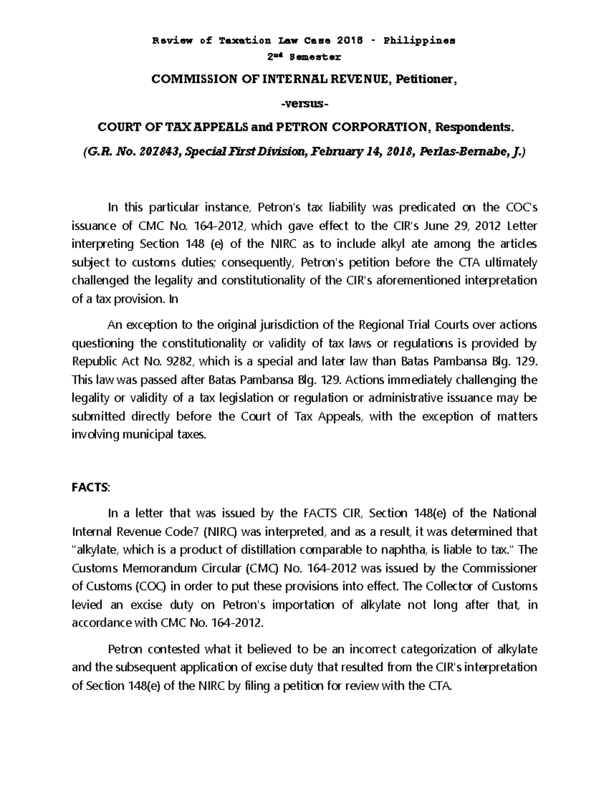 Review of Taxation Law Case 2018 (Philippines) 3 Review of Taxation