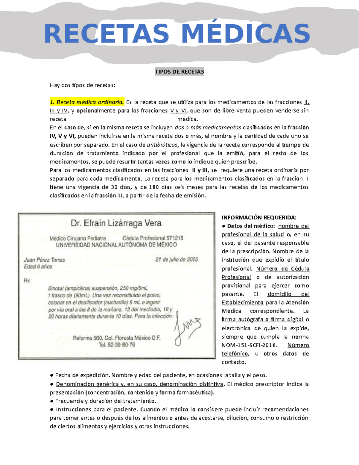 Tipos de Recetas - TIPOS DE RECETAS Hay dos tipos de recetas: Receta médica  ordinaria. Es la receta - Studocu