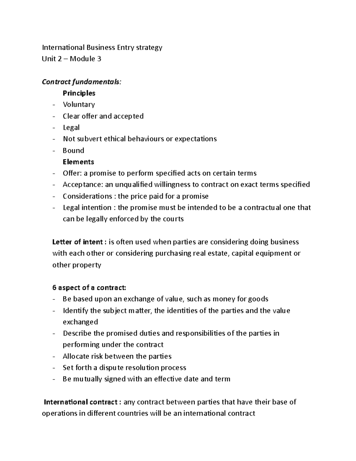 Entry strategy Unit 2 Module 3 International Business Entry
