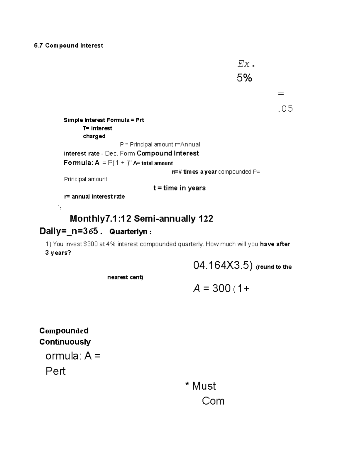 Copy of 6.7,6.8 - Solutions to Class Notes - 6 Compound Interest Ex. 5% ...
