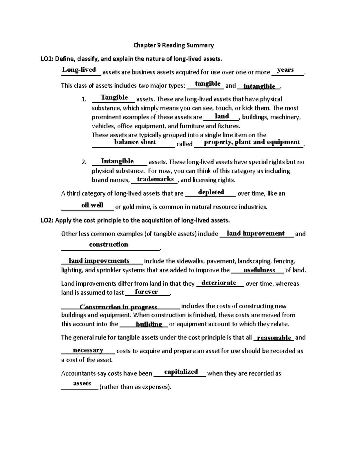 Chapter 9 Reading Summary(1) copy - Chapter 9 Reading Summary LO1