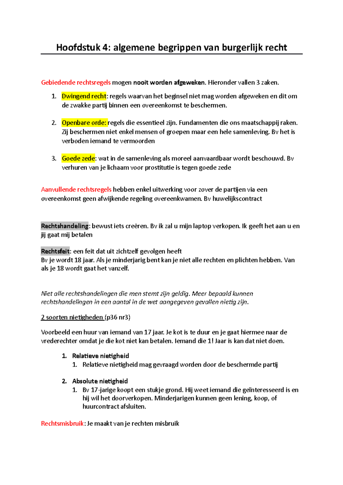 Rechten Hoofdstuk 4 Deel 1 - Hoofdstuk 4: Algemene Begrippen Van ...