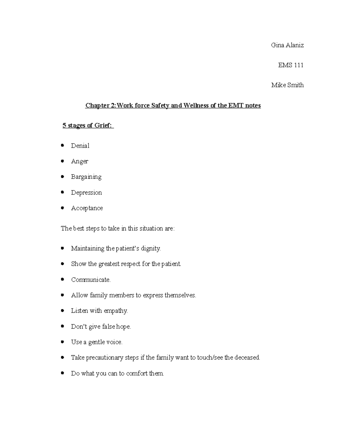 Chapter 2 Notes Workplace Safety And EMT Wellbeing - Gina Alaniz EMS ...