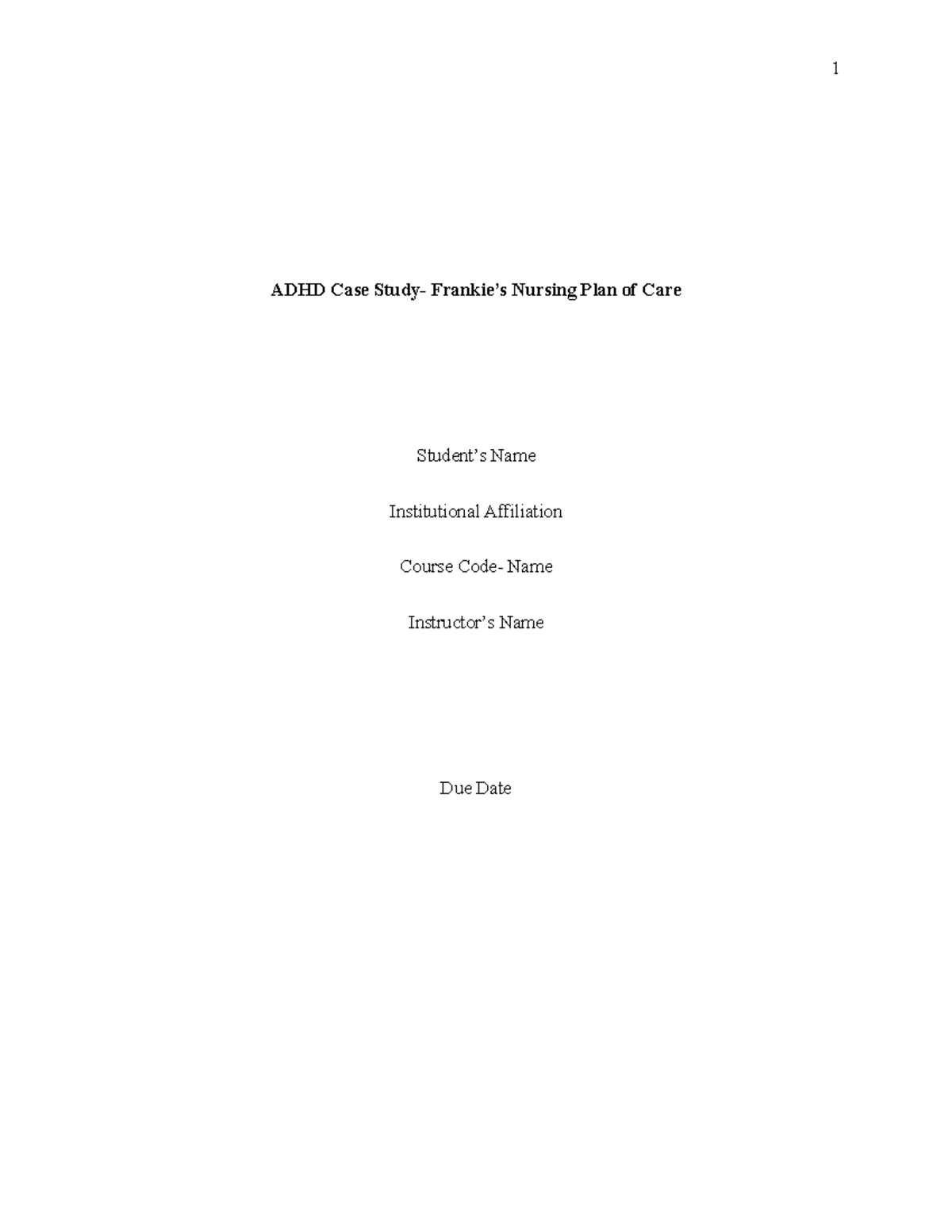 ADHD is a disorder that affects the brain - ADHD Case Study- Frankie’s ...