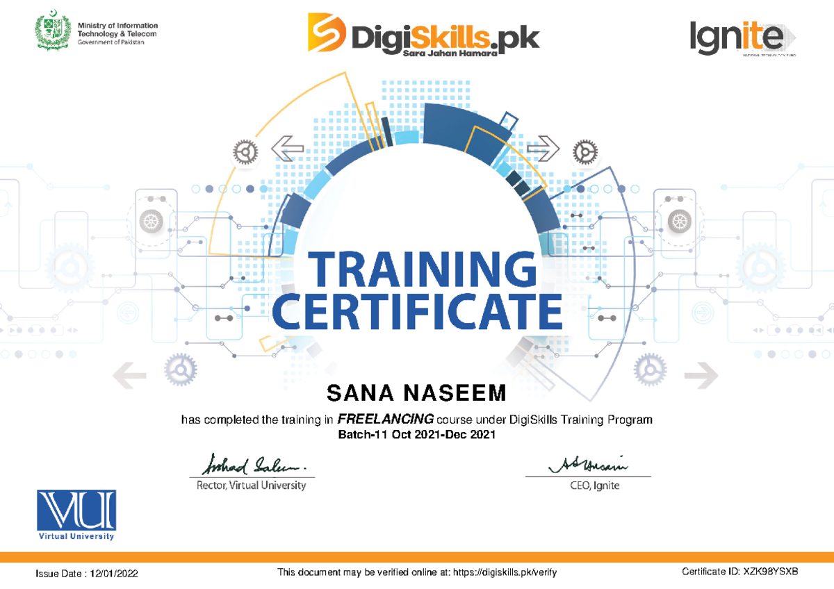 DSTP Certificate XZK98YSXB - web development - SANA NASEEM has ...