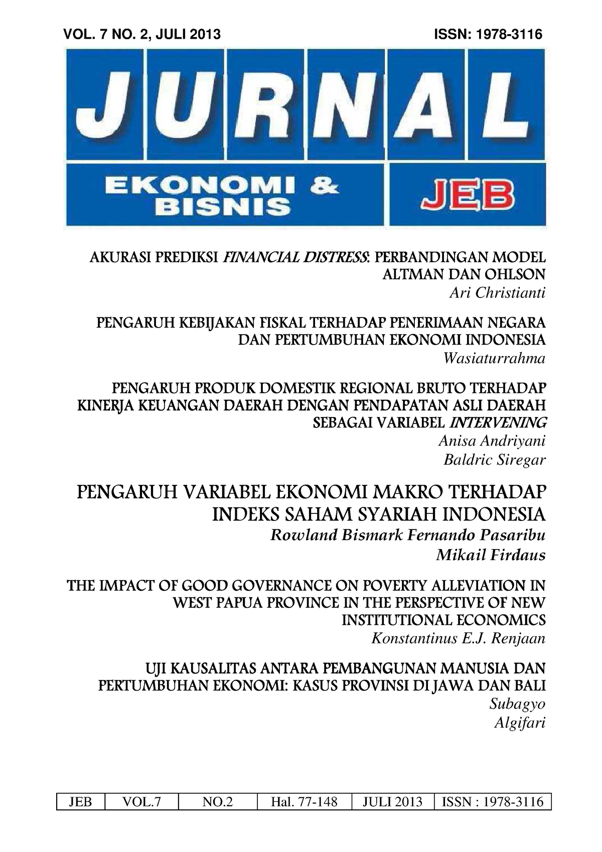 (Pasaribu Dan Firdaus (2013 )) Analisis Pengaruh Variabel Makroekonomi ...