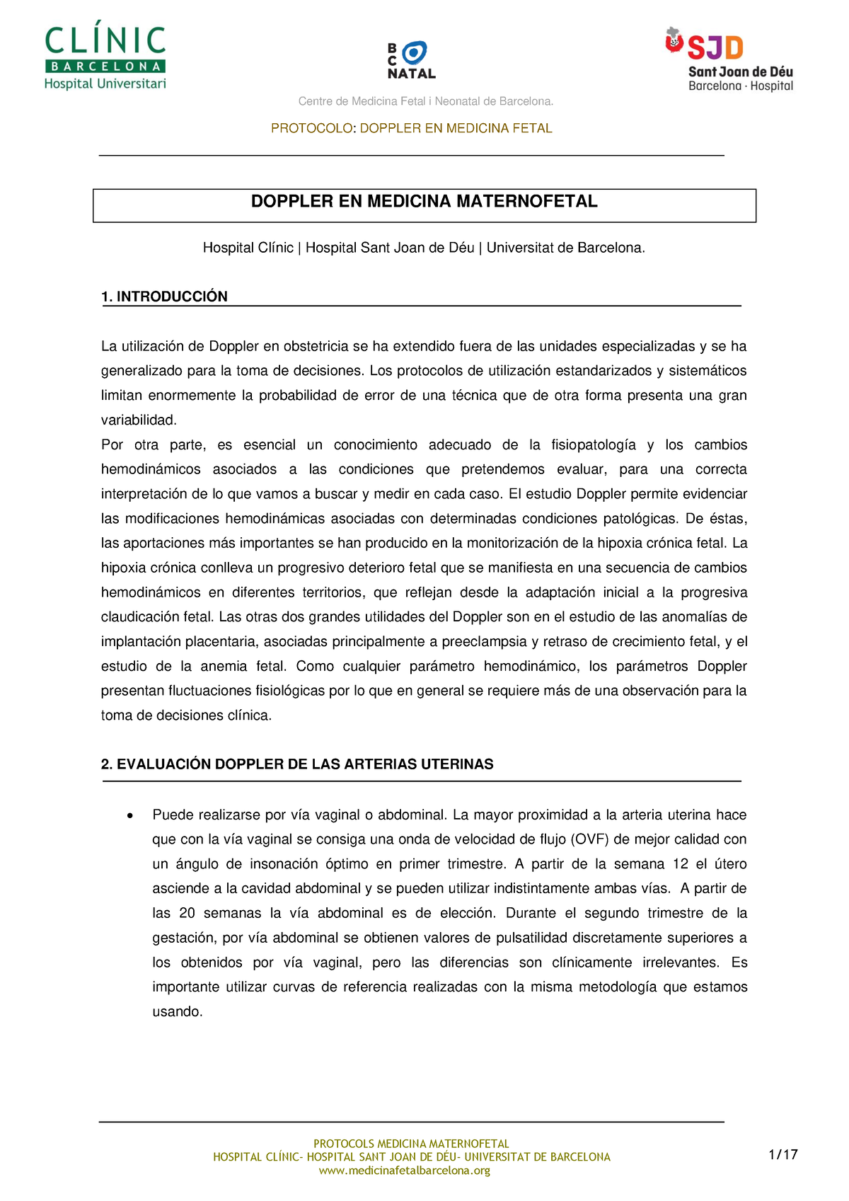 Doppler Protocolo Doppler En Medicina Fetal Protocols Medicina