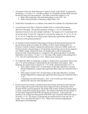 PSYC 301 Exam 2 - Howell, D.C. (2017). Fundamental Statistics for the ...