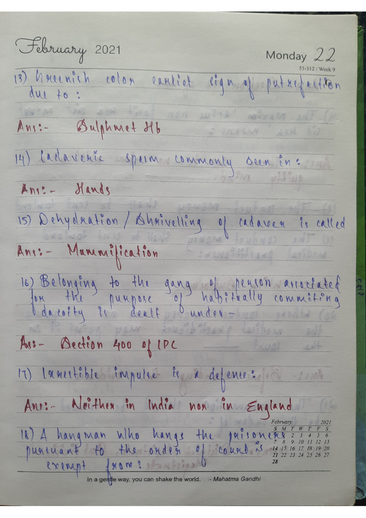 FSC 15 - Practice Question for Forensic Science entrance exam - Studocu