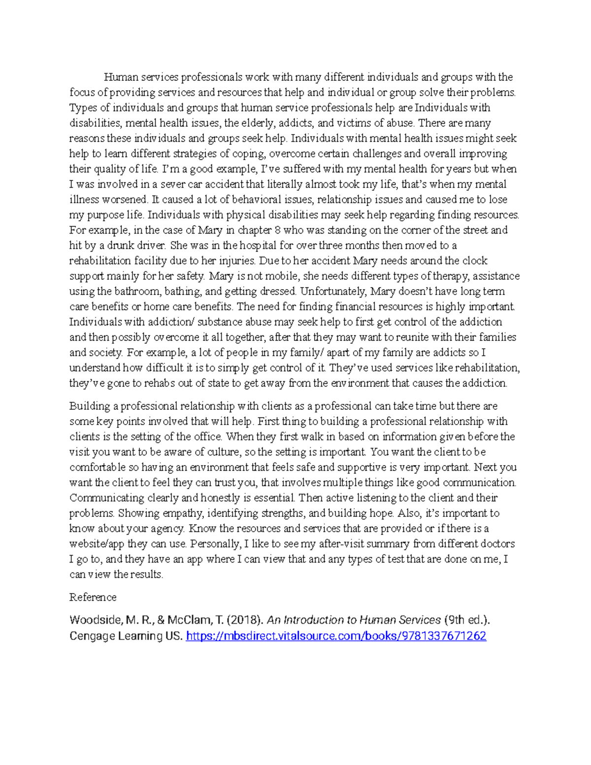 HSE 22 Journal Human services professionals work with many different