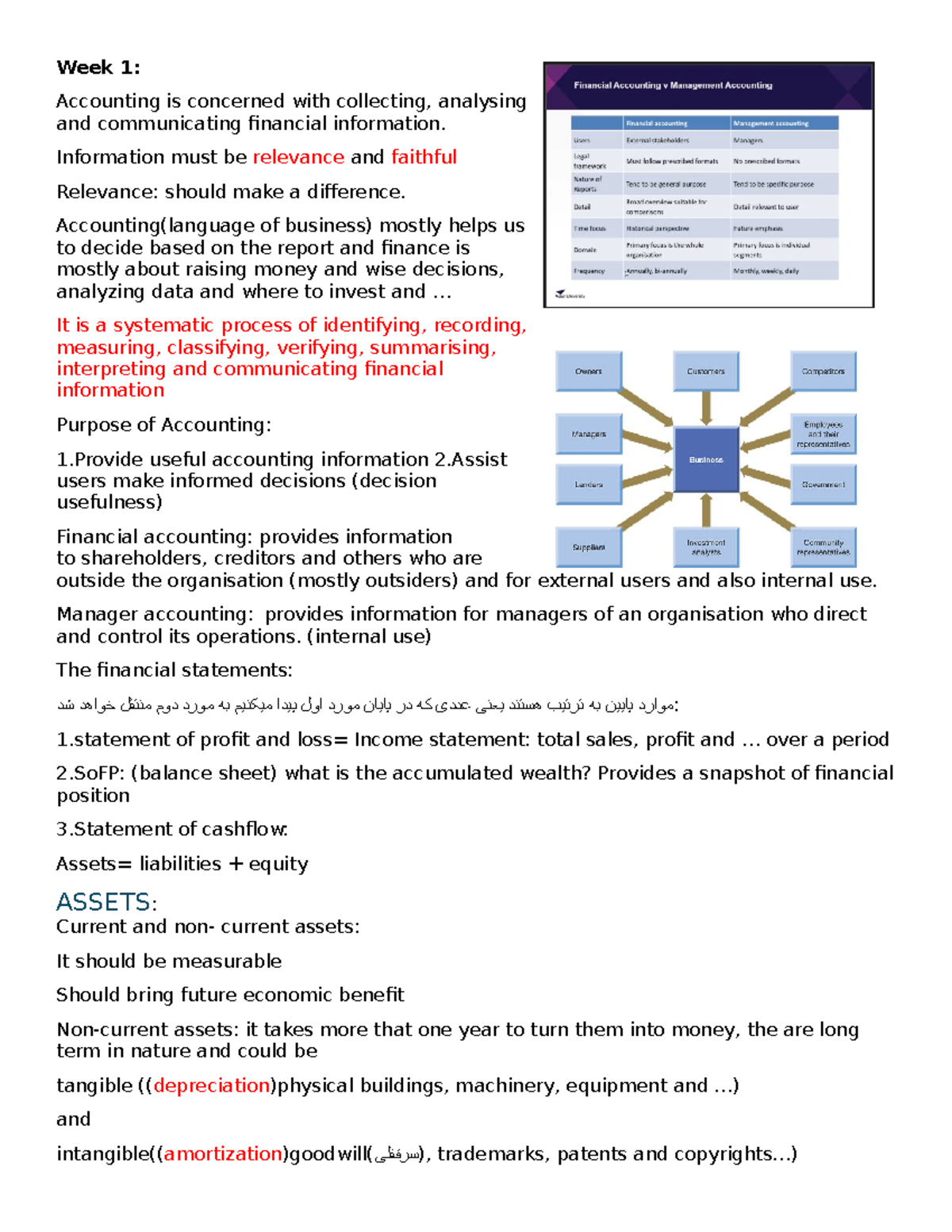 Accounting - some notes and summary - Week 1: Accounting is concerned ...