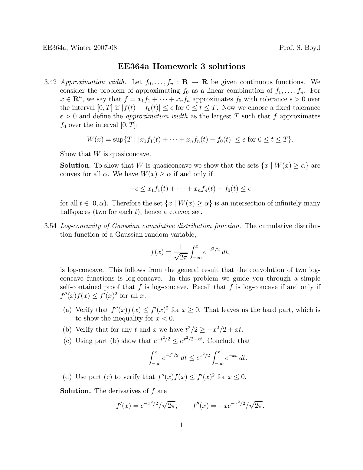 ee364a homework 7 solutions