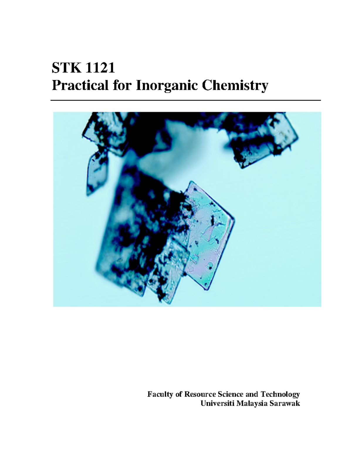 Lab Manual STK 1121 Practical for Chemistry Faculty of