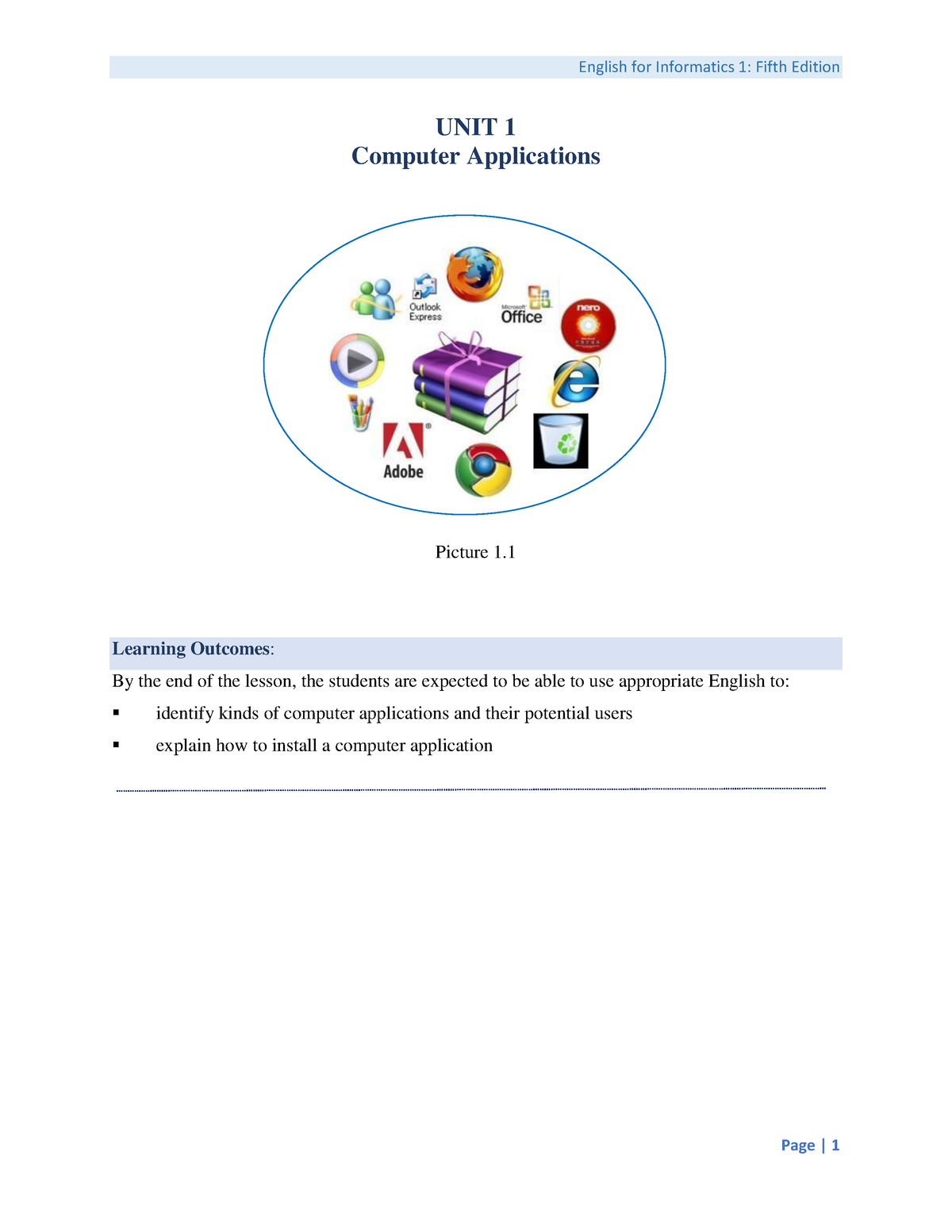 Modul Bahasa Inggris 1 UNIT 1 - UNIT 1 Computer Applications Picture 1 ...