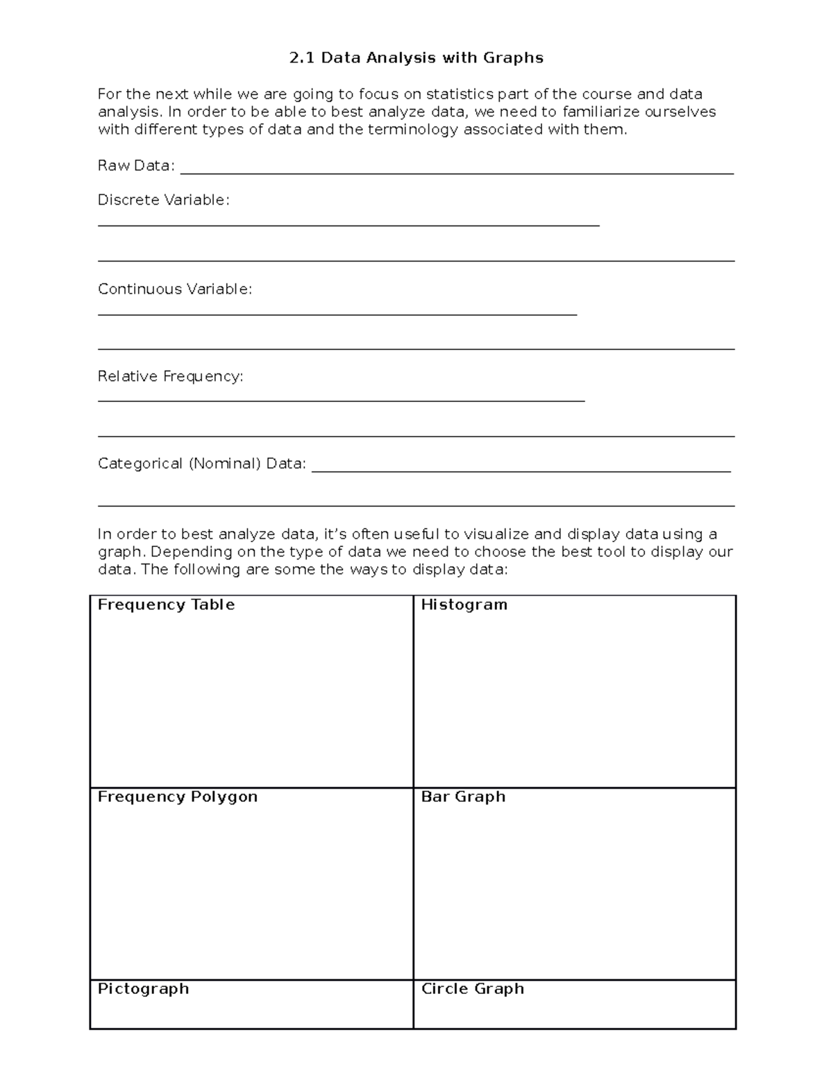 2.1 Data handout - Data management assignment included - 2 Data ...