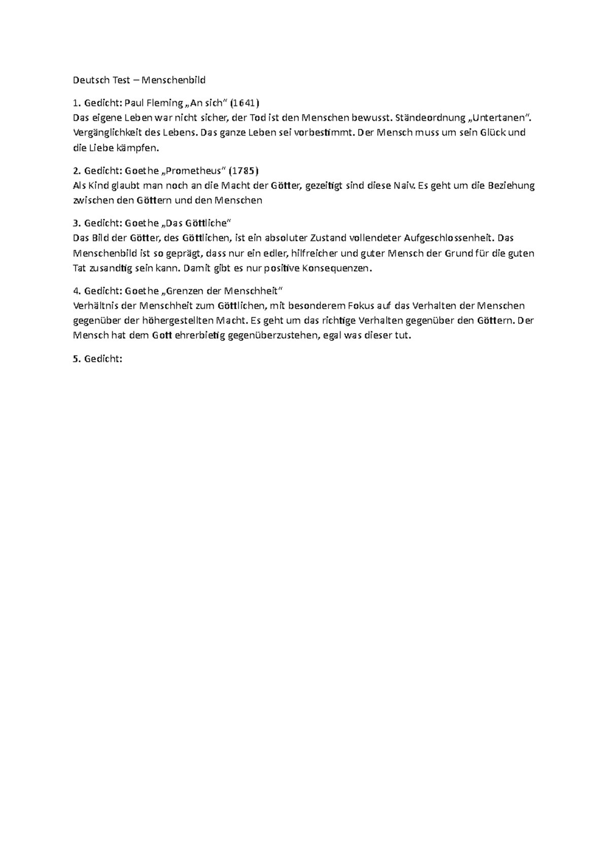 Deutsch Test toll Deutsch Test Menschenbild Gedicht Paul Fleming