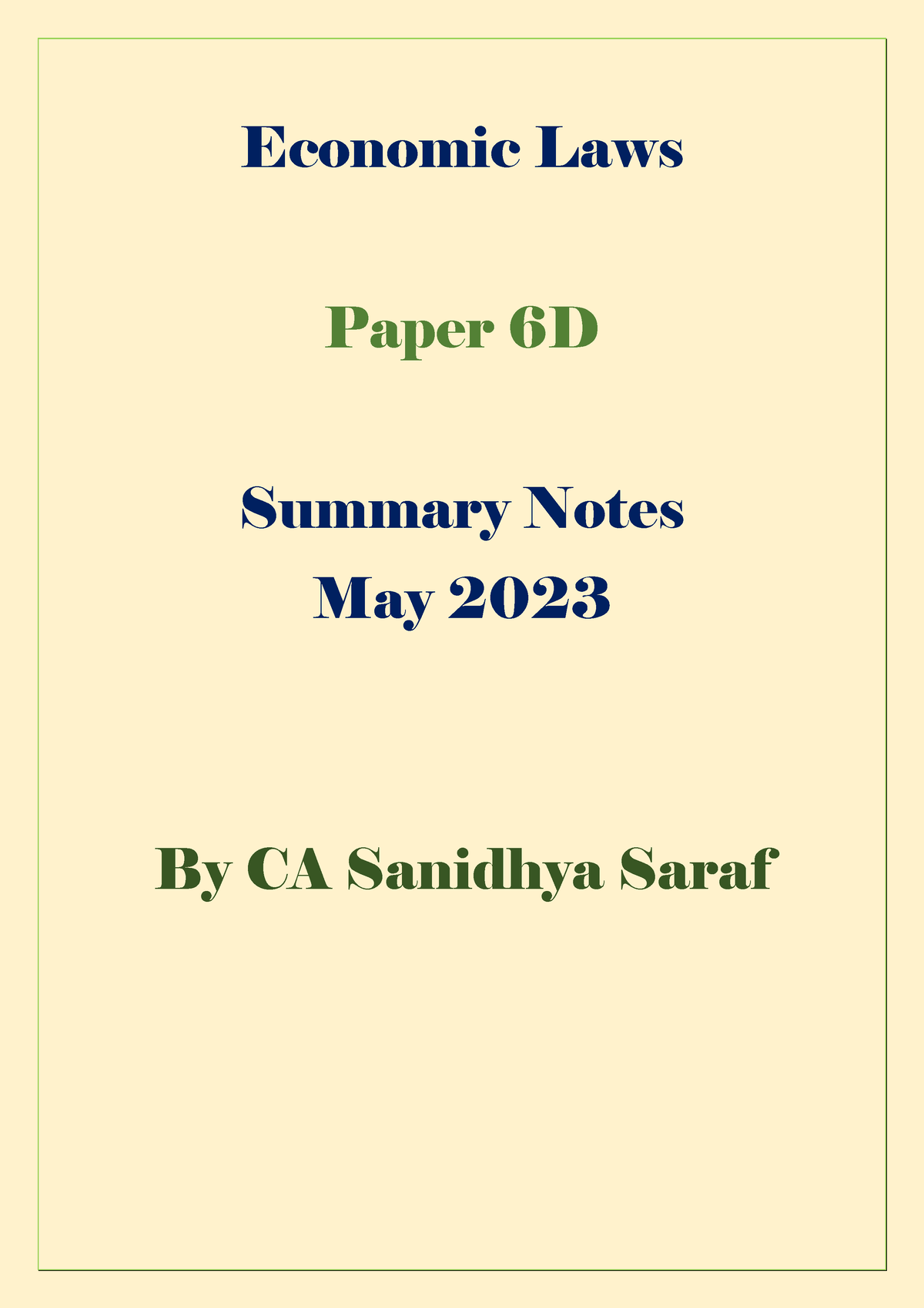 economic laws paper 6d notes