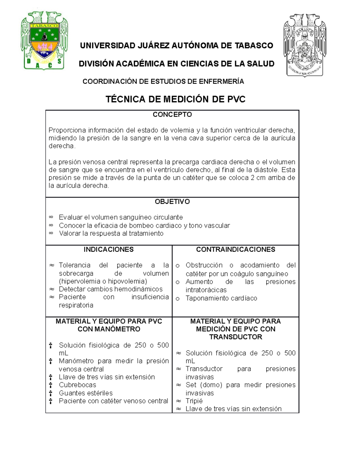 TÉcnica PVC UNIVERSIDAD DE TABASCO EN CIENCIAS DE LA SALUD DE