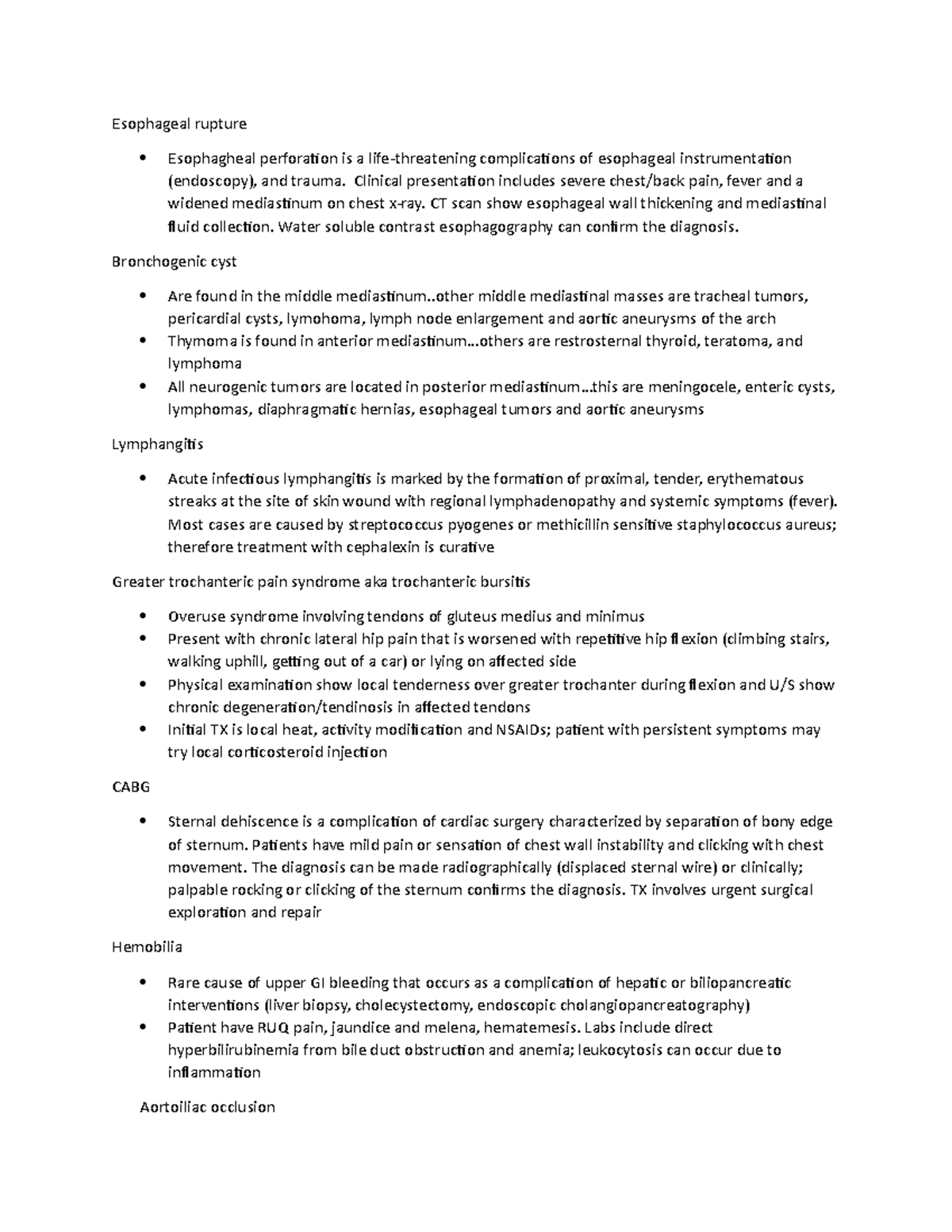 Uworld surgery note 9 - Esophageal rupture Esophagheal perforation is a ...