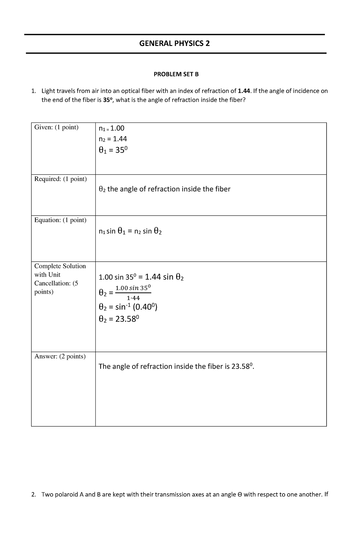 Set B - LECTURE NOTES KAHIT DI NAGAARAL - GENERAL PHYSICS 2 PROBLEM SET ...