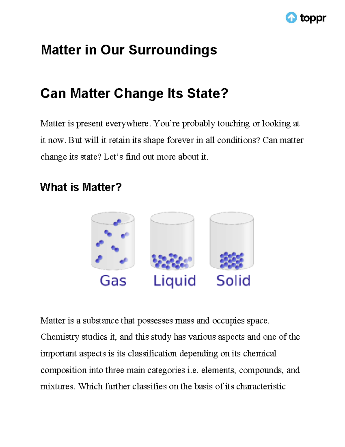 Chapter 1 Matter in Our Surroundings Revision Notes - Matter in Our ...