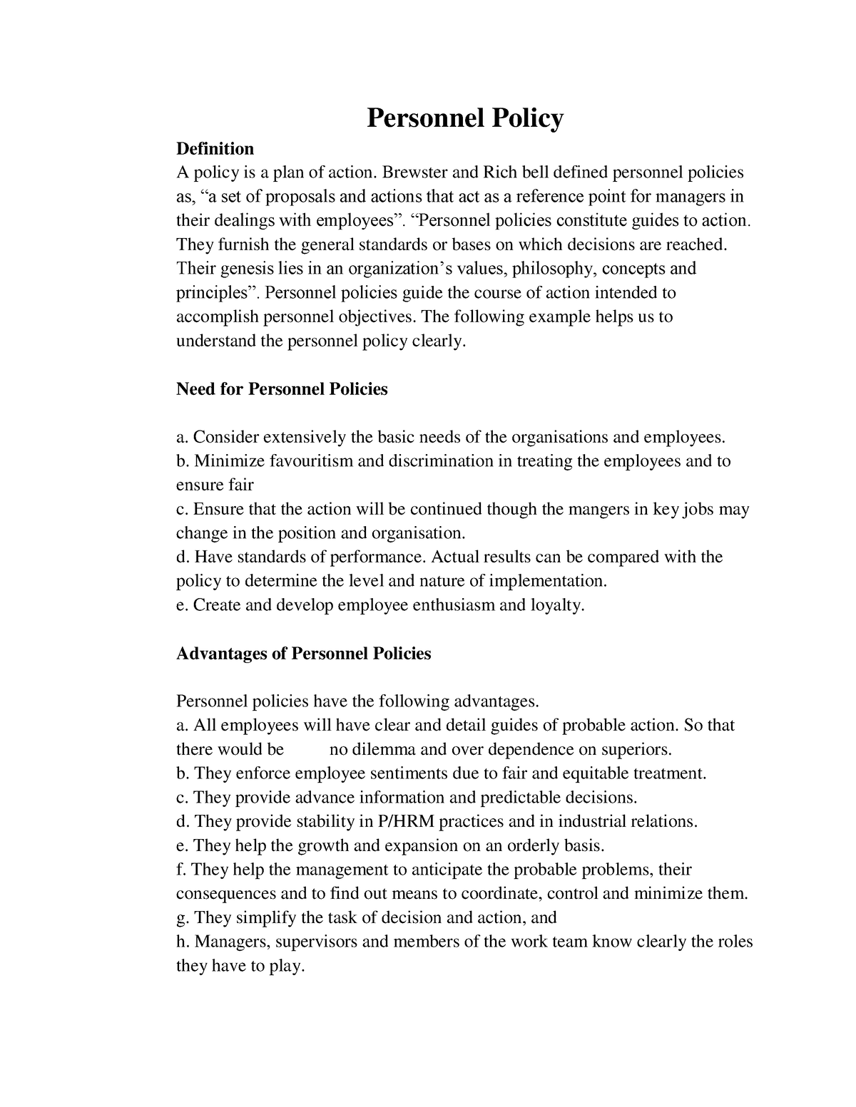 personal-policies-personnel-policy-definition-a-policy-is-a-plan-of