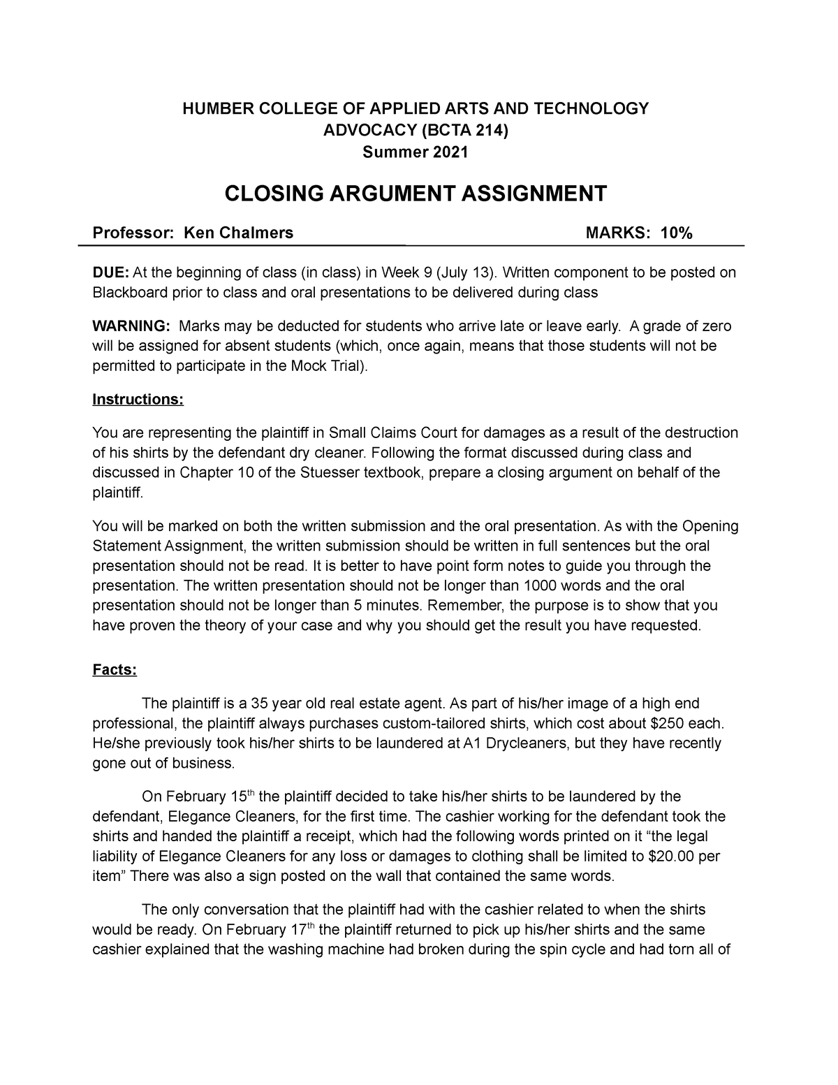 closing argument assignment
