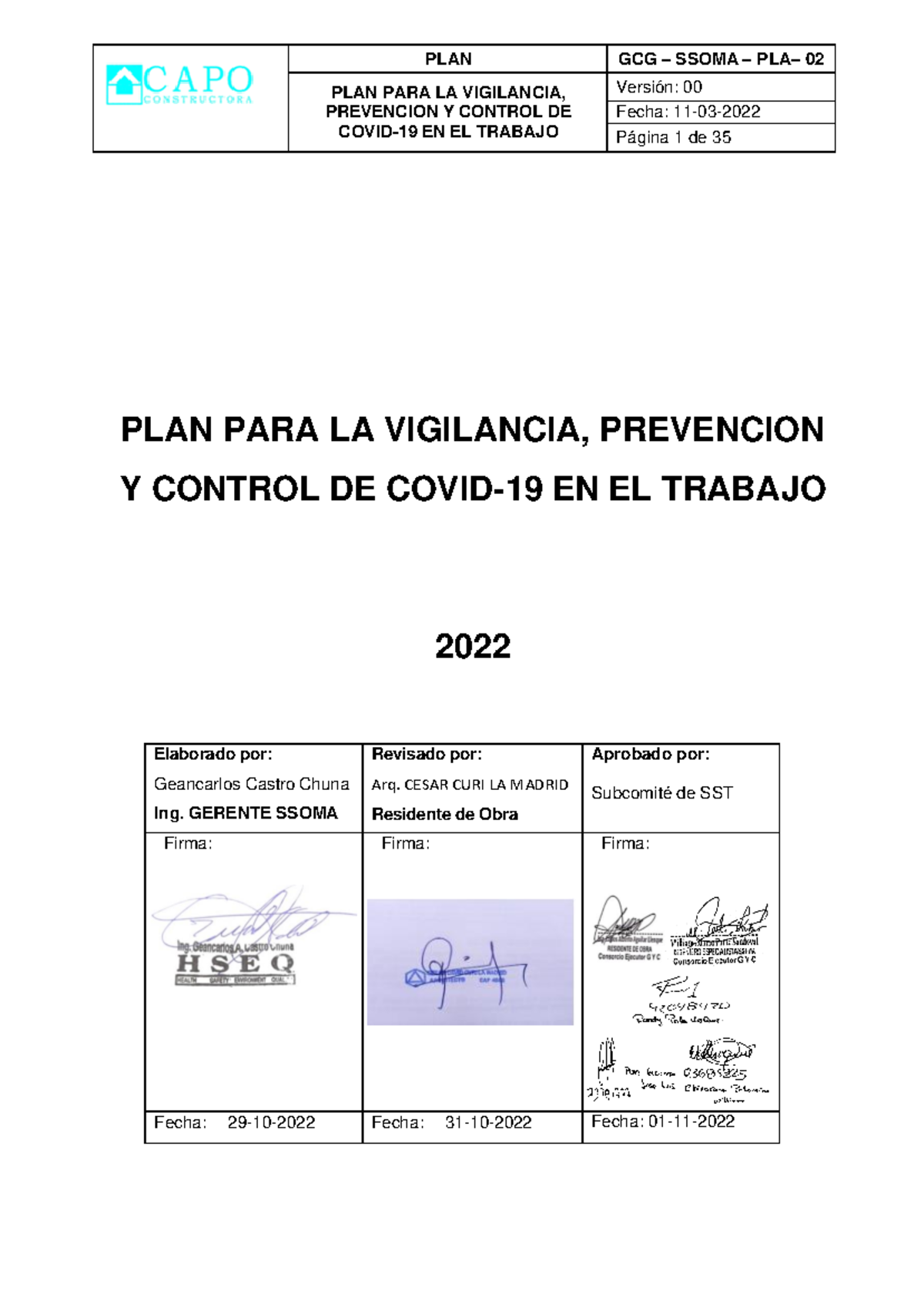 Plan para la Vigilancia^J prevención y control del Covid-19 en el ...